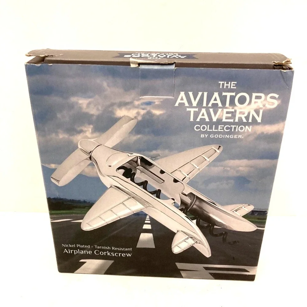 NEW The Aviators Tavern Collection Airplane Corkscrew Nickel Plated‎ Godinger